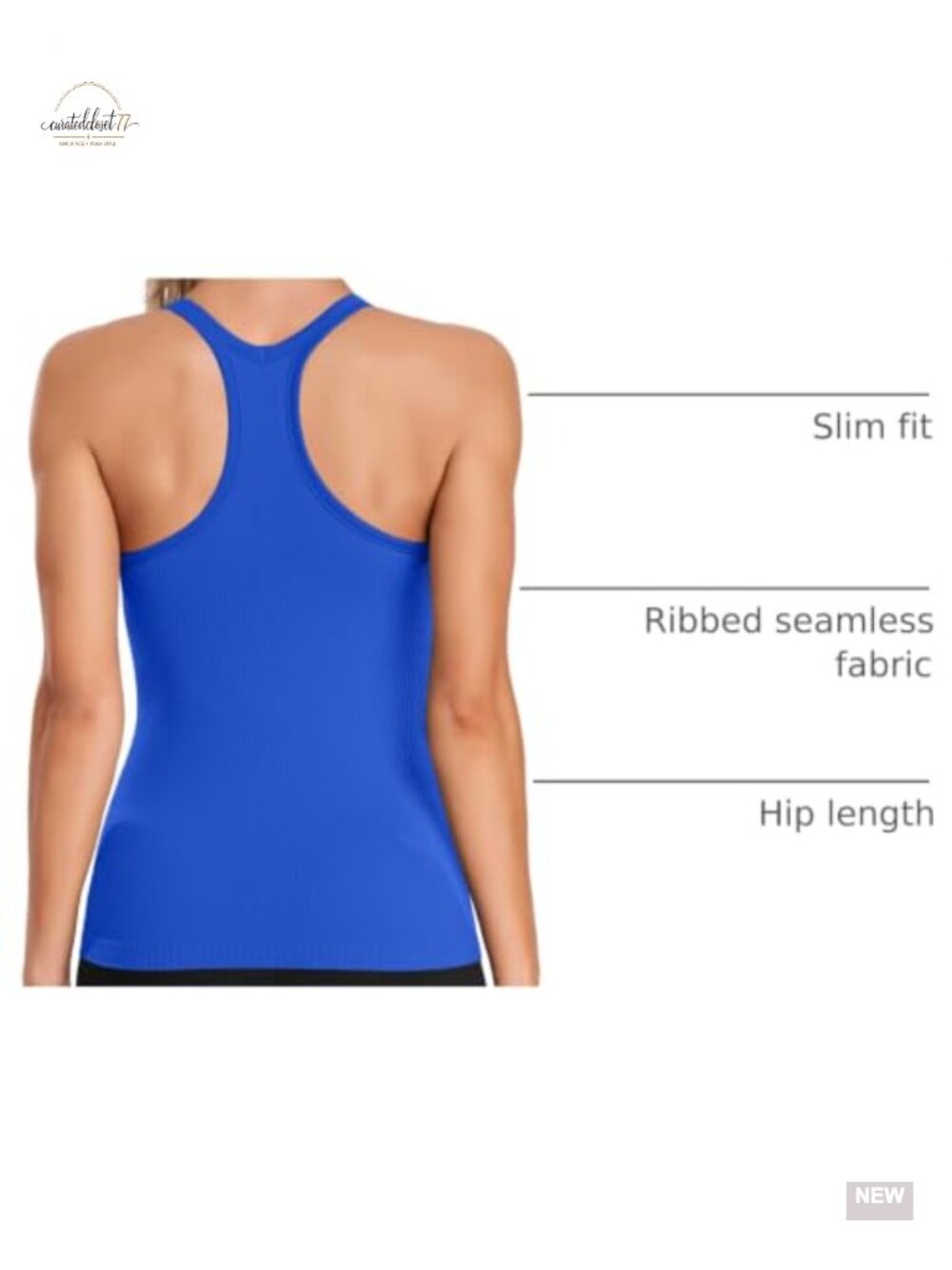 ATTRACO Ribflex Ribbed Workout Tank Top with Built in Bra Racerback Gym - Picture 3 of 6